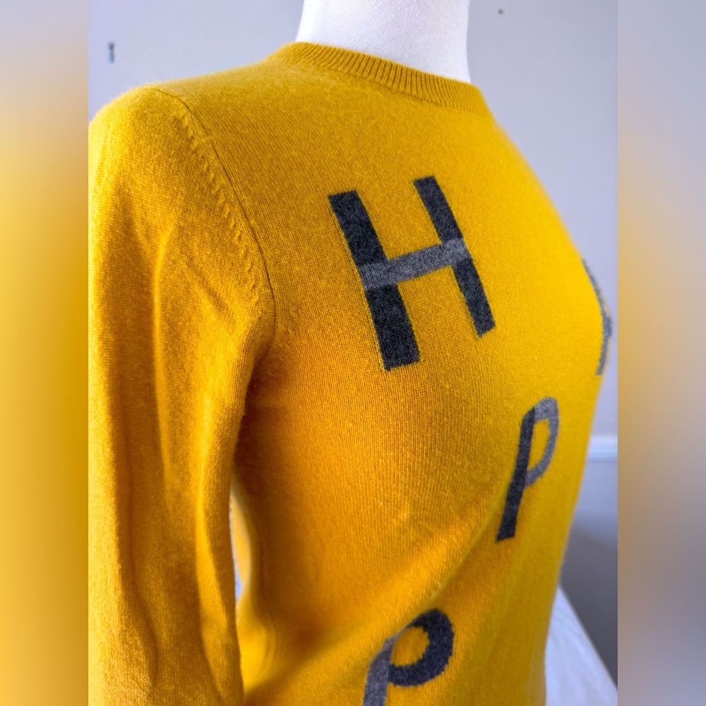 Happy Sheep ADORABLE Cashmere Sweater. Intarsia “HAPPY.” 🙂